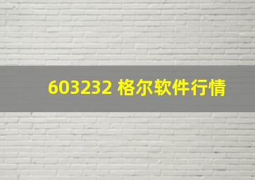 603232 格尔软件行情